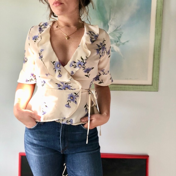 Tops - Floral Wrap Blouse Size Medium